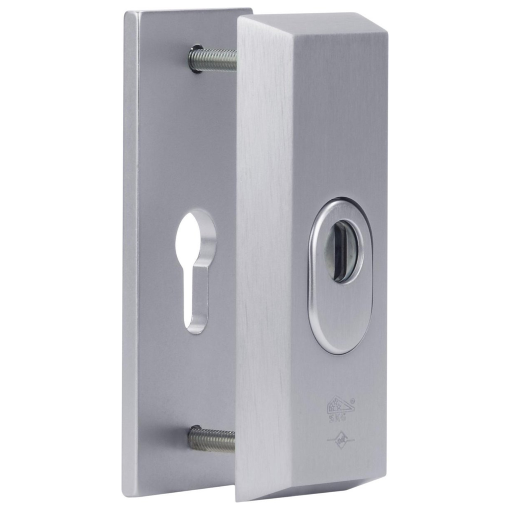 Dieckmann Alpha rectangular security rosette with core pull protection D7031, door fittings for commercial buildings