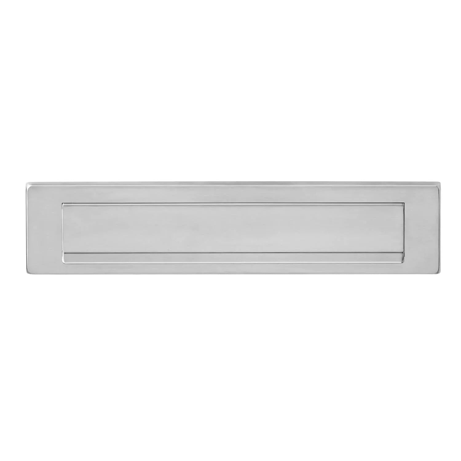 Brievenbus afmetingen: RVS geborstelde briefplaat met klep en regenrand 340 x 76 mm