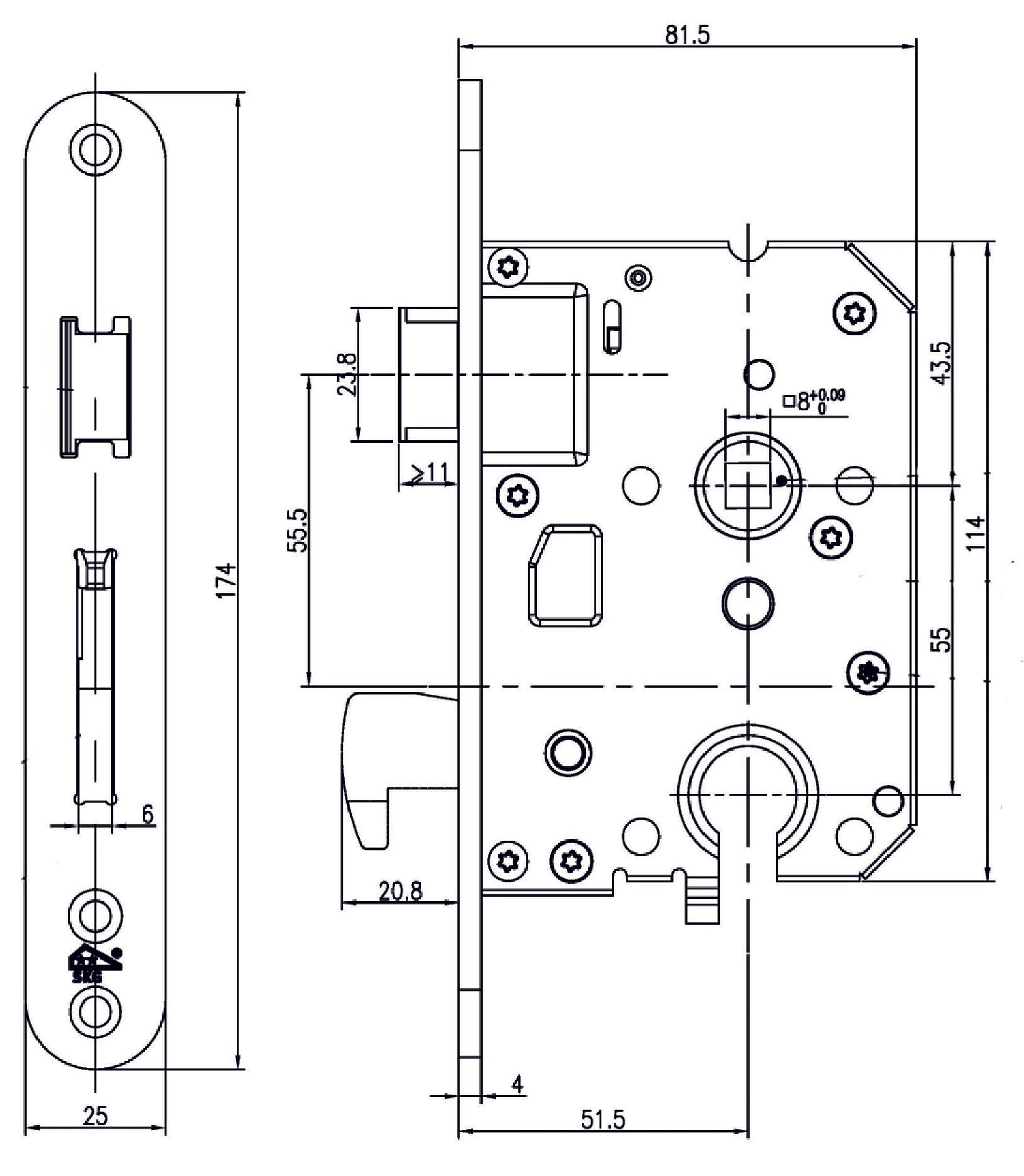 T0160.295.6050 Dulimex Veiligheidsinsteekhaakslot PC55 SKG**® rechte voorplaat RVS met haak, dagschoot, dagschoot omdraaien, dagschoot afstellen, dagschoot online kopen, dagschoot deur, dagschoot blijft hangen