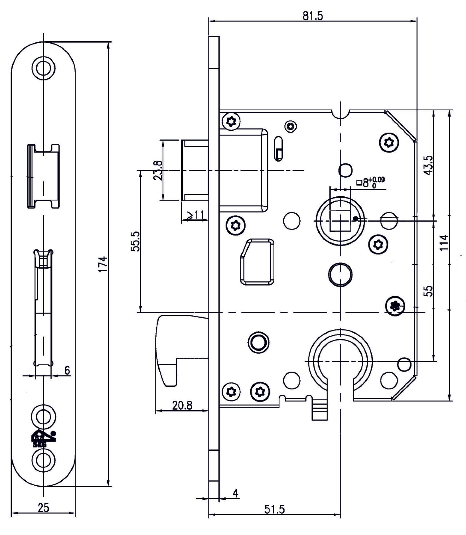 T0160.295.6050 Dulimex Veiligheidsinsteekhaakslot PC55 SKG**® rechte voorplaat RVS met haak, dagschoot, dagschoot omdraaien, dagschoot afstellen, dagschoot online kopen, dagschoot deur, dagschoot blijft hangen