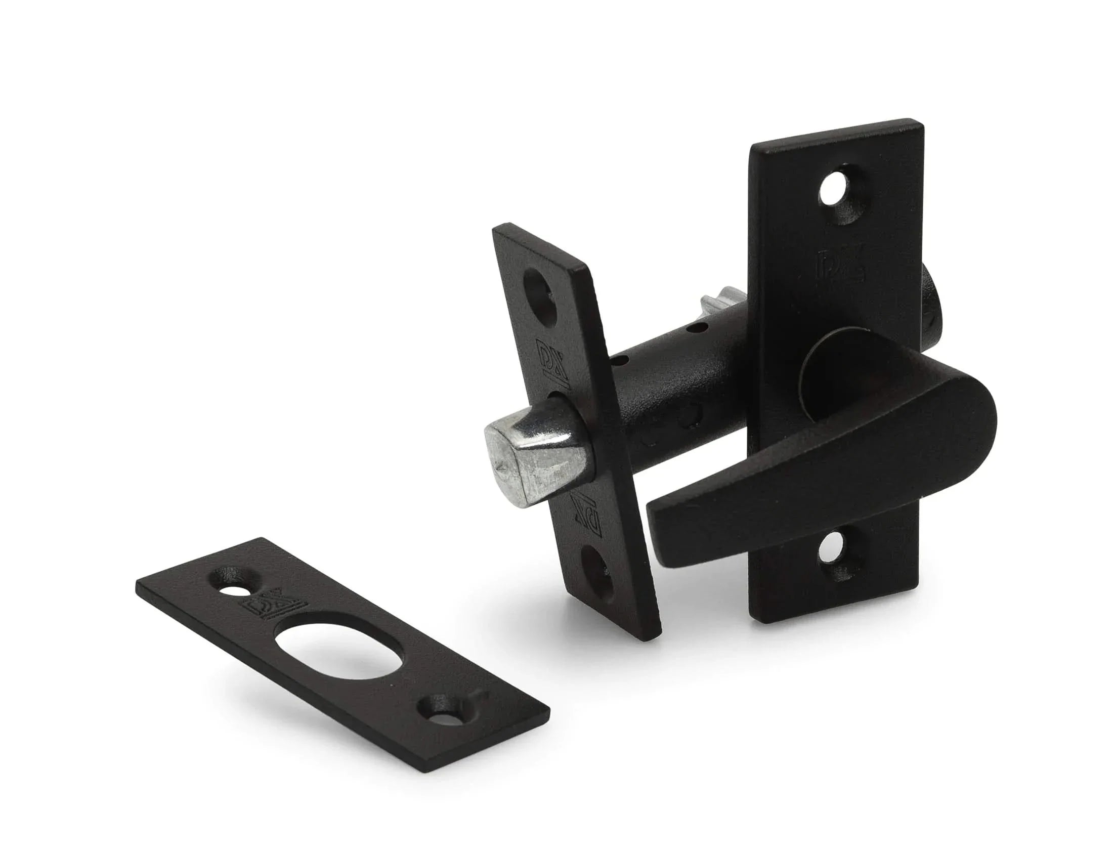 Dulimex Insteekgrendel sluitplaat 45-70mm Zwart en Zilvergrijs, sluitpot, stersleutel sluitpot 45-55mm en WC garnituur 70mm plus Dullimex IBFM Grondgrendel 300 en 500mm verzinkt en RVS — grendels voor stolpdeur en bijdeur.