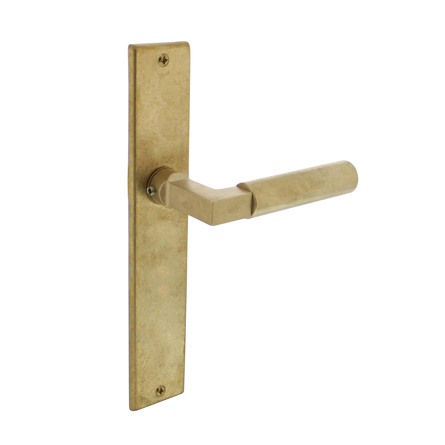 Intersteel Deurkruk Bau stil met schild 236x44x6mm messing getrommeld Blind