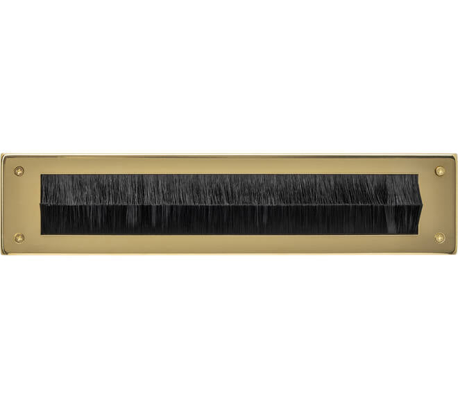 Intersteel Tochtwering 327-340mm Rechthoek en Ovaal Messing Gelakt, Getrommeld en PVD Messingkleur plus Artitec Tochtklep messing ongelakt en antiek 330x80mm en Hardbrass Mariani Getrommeld 330x79mm — gouden tochtwering.