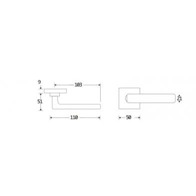 Artitec Deurkruk op rozet verdekt Padania/Bauhaus mat nikkel ongelakt
