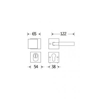 Artitec Mi Satori SKG3 knop/kruk op rozet Bauhaus ebben m/ KTB glans nikkel / glans chroom