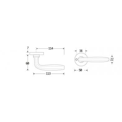 Artitec Deurkruk op rozet Banaan/Elegant mat nikkel ongelakt