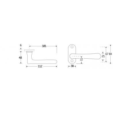 Artitec Deurkruk op rozet Linea/ovaal patent messing gelakt