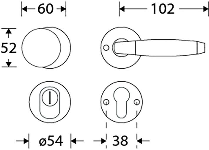 Artitec Mi Satori SKG3 knop/kruk op rozet Ton ebben m/ KTB glans nikkel / glans chroom - Deurbeslag-expert