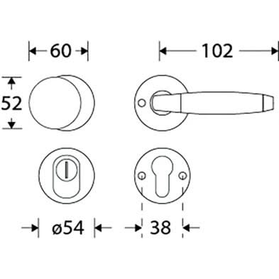 Artitec Mi Satori SKG3 knop/kruk op rozet Ton ebben m/ KTB glans chroom