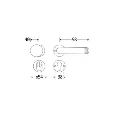 Artitec Mi Satori SKG3 knop/kruk op rozet Art-Deco m/ KTB messing gelakt/messing PVD