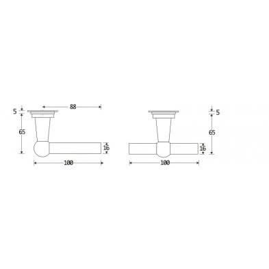 Artitec Deurkruk op rozet Chemin de Fer L/T 100mm messing ongelakt
