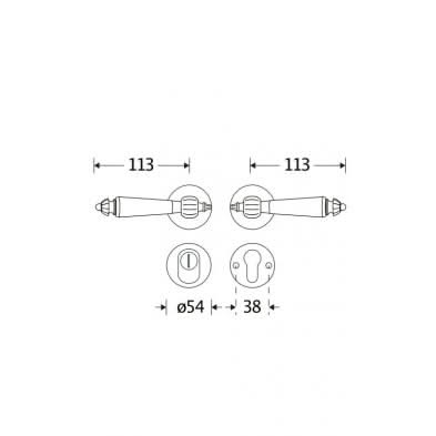 Artitec Mi Satori SKG3 kruk/kruk op rozet Nouveau ebben m/ KTB antiek nikkel/antiek chroom