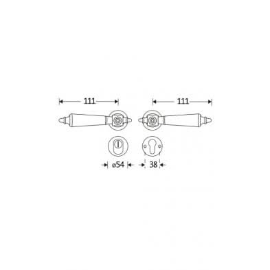Artitec Mi Satori SKG3 kruk/kruk op rozet Roman m/ KTB messing gelakt/messing PVD bakeliet