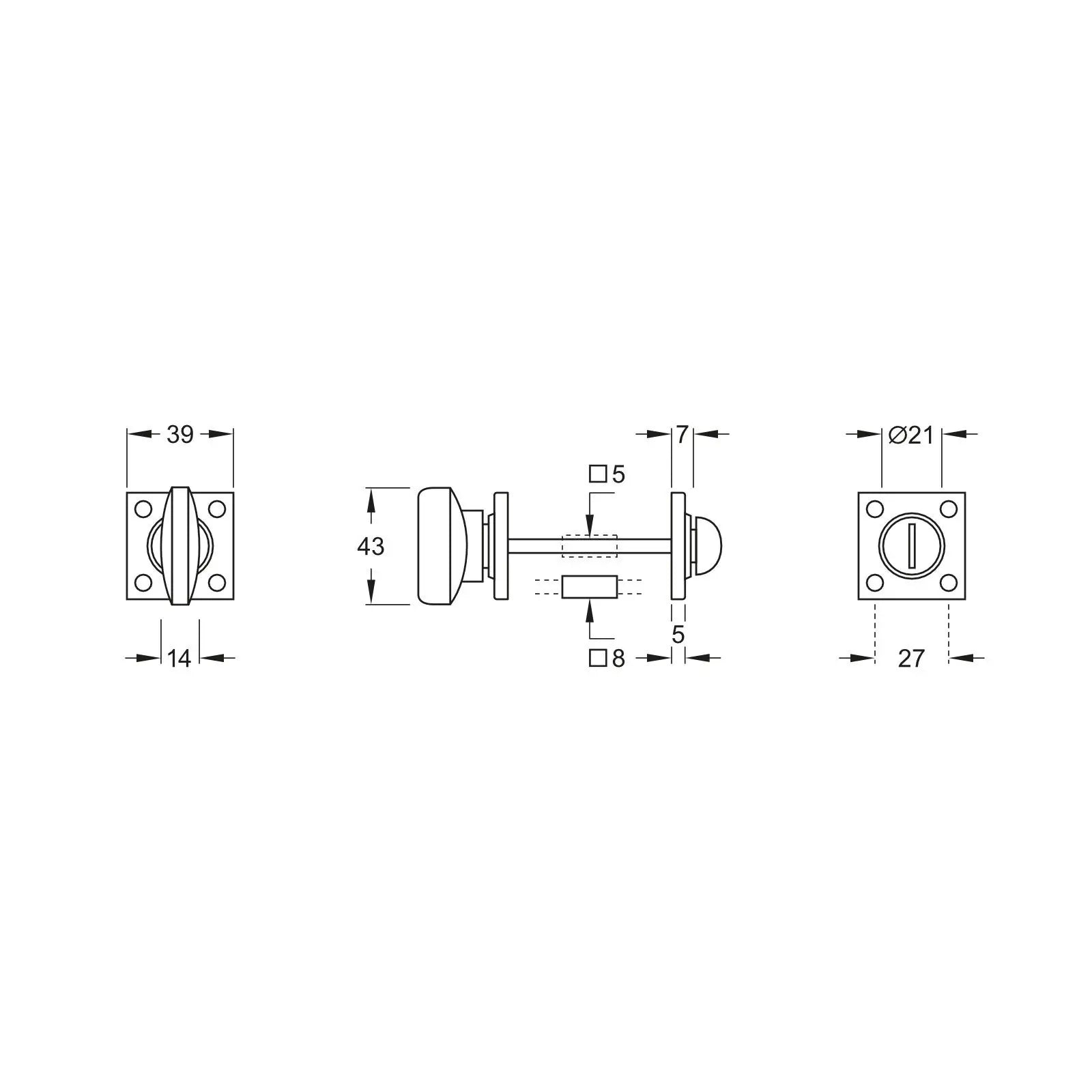 Artitec WC garnituur 5-8mm Elegant/Vierkant MMC - Deurbeslag-expert