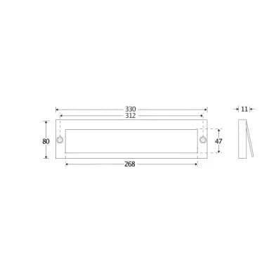 Artitec Tochtklep rechthoek messing ongelakt 330 x 80