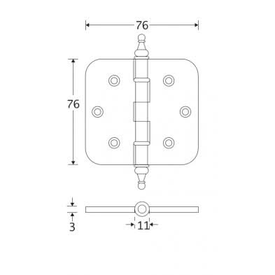 Artitec Mi Satori Kogellagerscharnier ronde hoek vaas 76x76mm messing antiek brons - Deurbeslag-expert