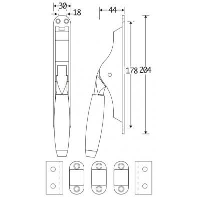 Artitec Mi Satori Set Pompespagnolet Ton teak mat zwart 2500mm - Deurbeslag-expert