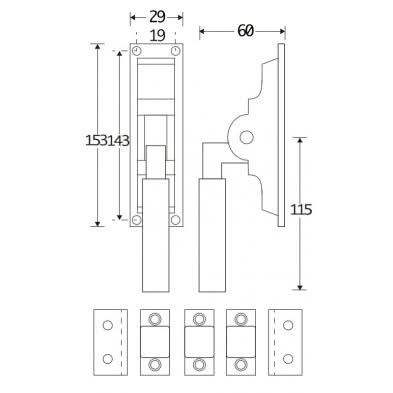 Artitec Mi Satori Set Pompespagnolet Bauhaus rechthoekig messing ongelakt 2500mm - Deurbeslag-expert