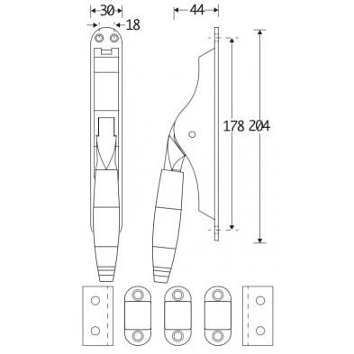 Artitec Mi Satori Set Pompespagnolet Bonton ebben messing ongelakt 2500mm - Deurbeslag-expert