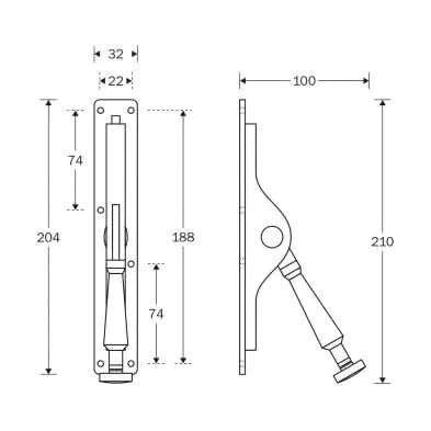 Artitec Mi Satori Set Pompespagnolet Eton z/stangen ijzer zwart - Deurbeslag-expert