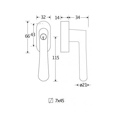 Artitec Mi Satori SKG2 Draaikiep sluiting Linea/ovaal messing antiek brons
