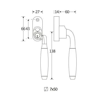 Artitec Mi Satori SKG2 Draaikiep sluiting Ton ebben/smal Rechts glans nikkel