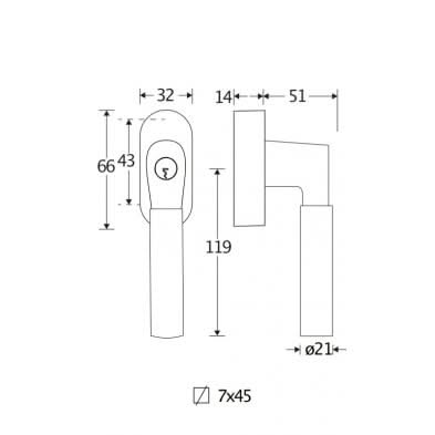 Artitec Mi Satori SKG2 Draaikiep sluiting Bauhaus/ovaal messing antiek brons