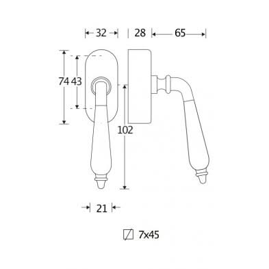 Artitec Mi Satori SKG3 Draaikiepgarnituur afsluitbaar Antique ebben/Elegant glans nikkel