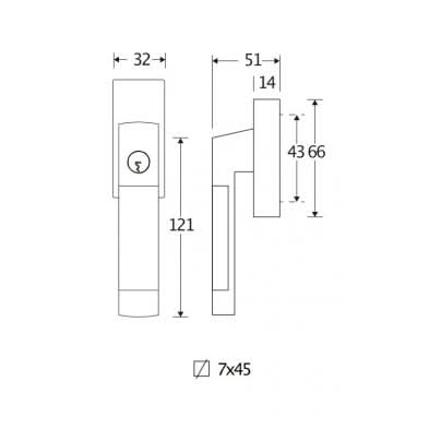 Artitec Mi Satori SKG2 Draaikiep raamsluiting afsluitbaar Dual glans nikkel