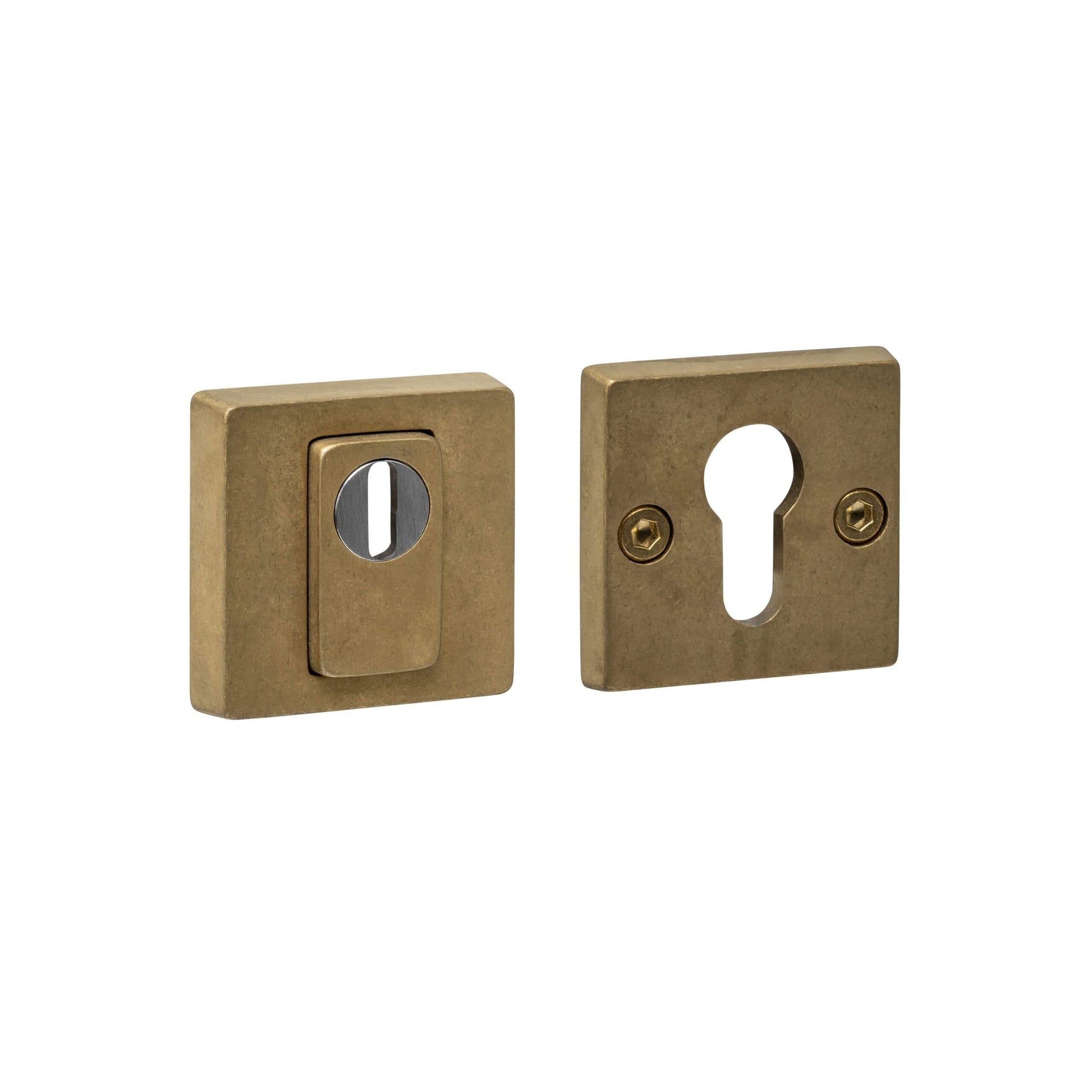 Intersteel Veiligheidsrozet SKG3 met Kerntrekbeveiliging Vierkant PVD Messing Getrommeld