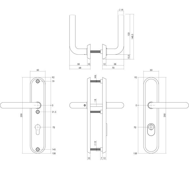 Intersteel | Veiligheidsbeslag Luzern | Ovaal | PC72 | PVD Messing Getrommeld - Deurbeslag-expert