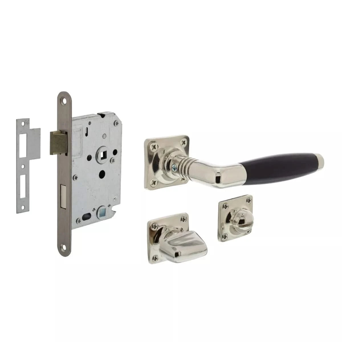 0018.023799 Deurbeslag set toiletslot 63/8 rvs met deurkruk Ton basic en WC-sluiting nikkel