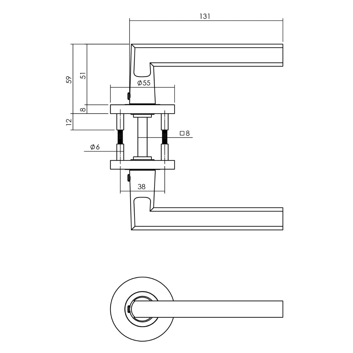 Intersteel Deurkruk Hoek 90°-vlak op ronde rozet ø55x8mm aluminium zwart - Deurbeslag-expert