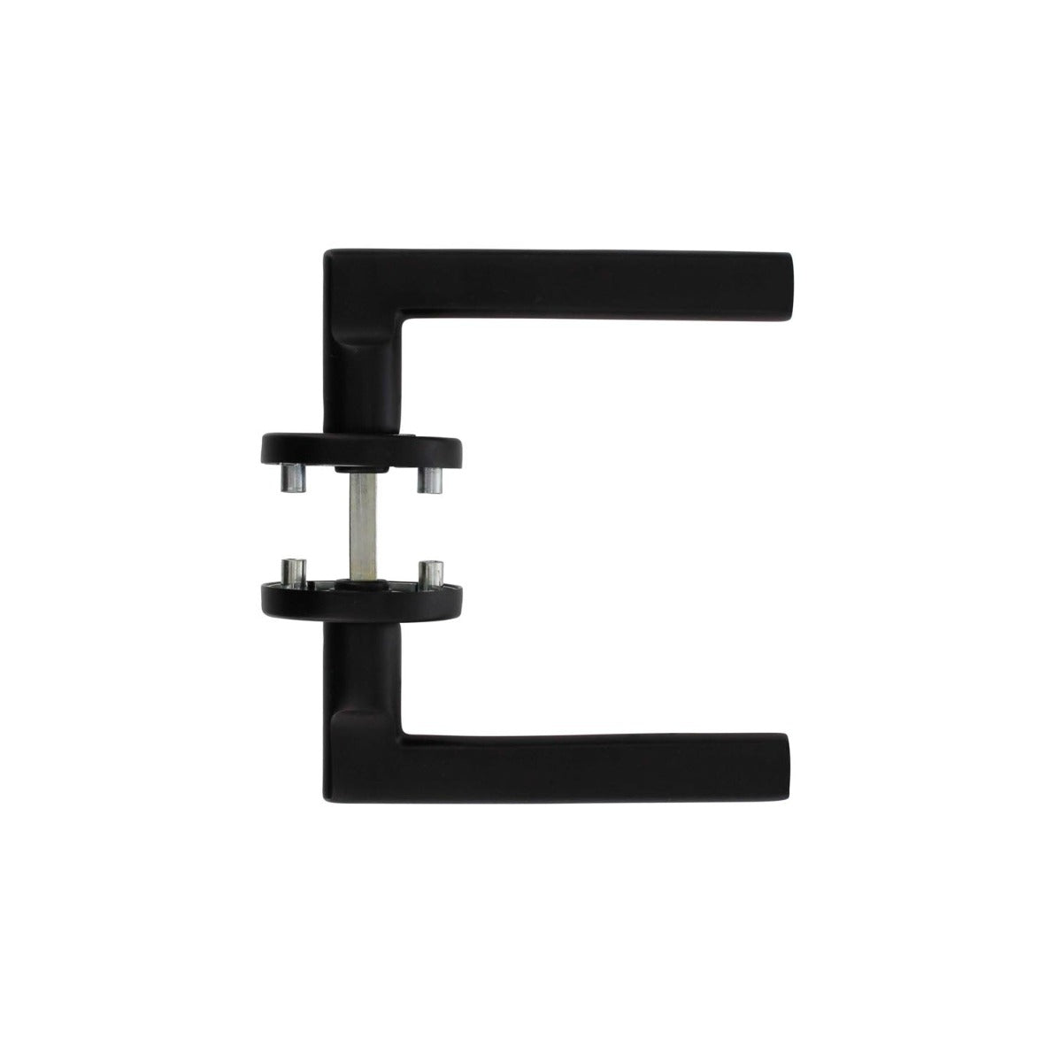 Intersteel Deurkruk Hoek 90°-vlak op ronde rozet ø55x8mm aluminium zwart - Deurbeslag-expert