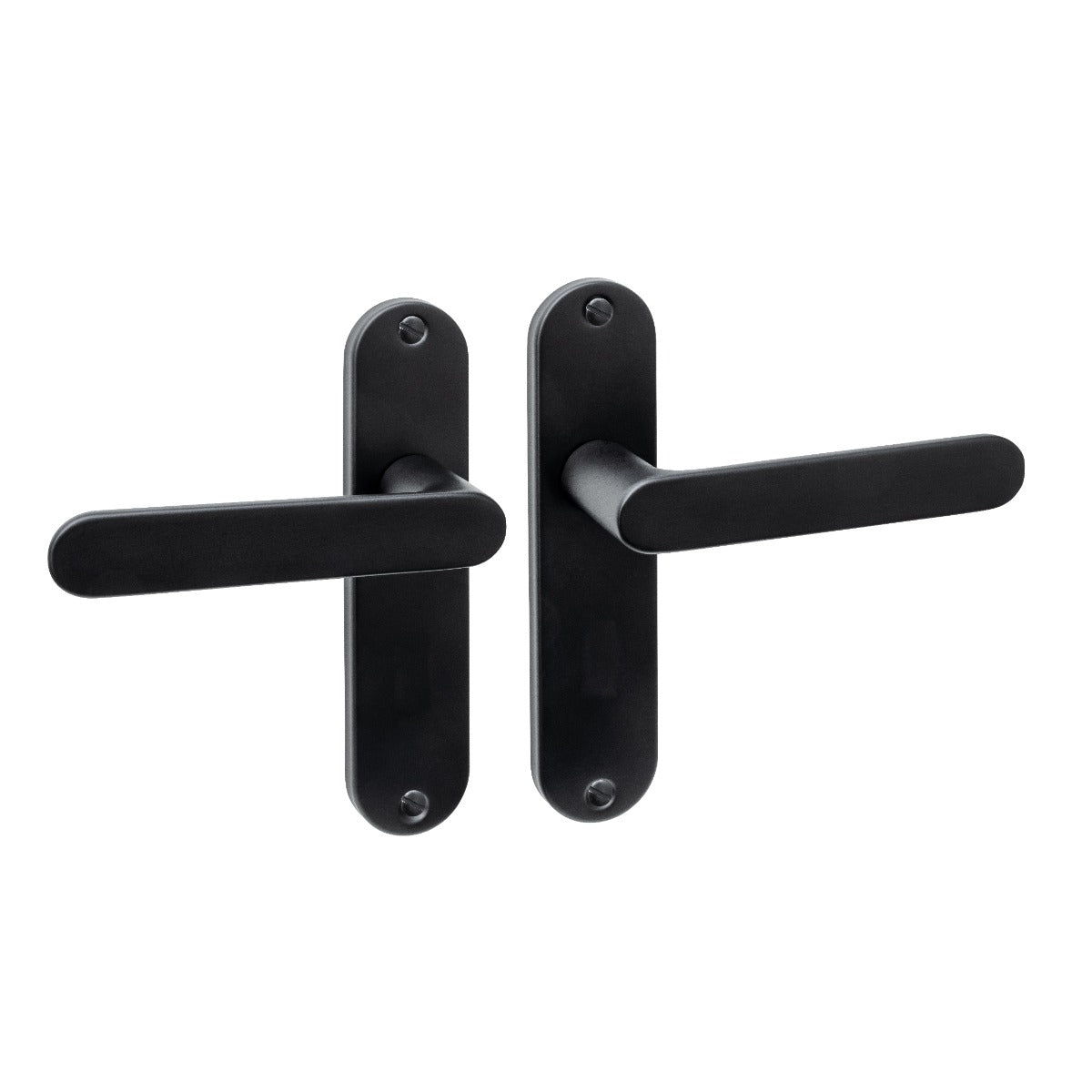 Intersteel Sora Basic deurkruk blind op ovaal schild, mat zwart, vooraanzicht