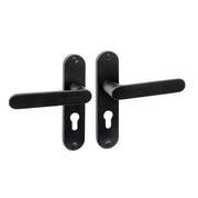 Intersteel Sora Basic deurkruk profielcilinder 55 mm op ovaal schild, mat zwart, vooraanzicht