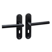 Intersteel deurkruk Jura Basic op ovaal schild 185x41mm mat zwart met sleutelgat 56 mm, vooraanzicht