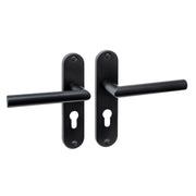 Intersteel deurkruk Jura Basic op ovaal schild 185x41mm mat zwart met profielcilindergat 55 mm, vooraanzicht