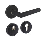 Intersteel Achterdeurbeslag set SKG3 Deurkruk Jura op massieve rozet ø53x10 mm met kerntrekbeveiliging mat zwart - Deurbeslag-expert