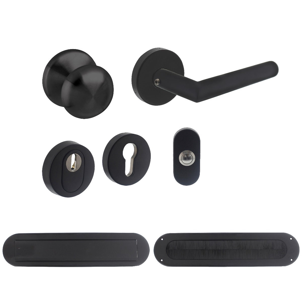 Intersteel | Voordeurbeslag Set Jura | Rond met kerntrekbeveiliging | SKG3 | RVS Zwart