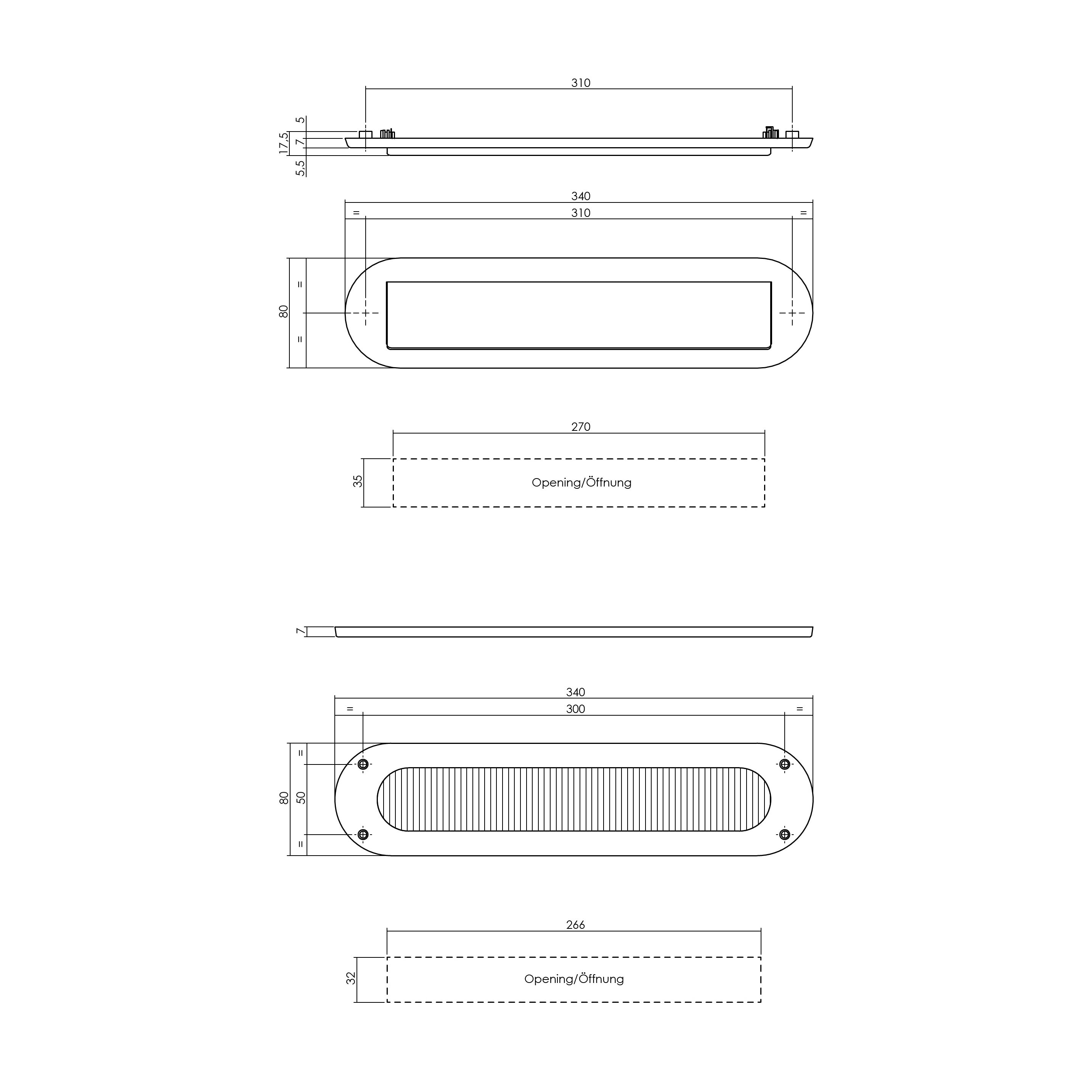 Intersteel set briefplaat en tochtwering ovaal structuur zwart - tochtwering binnenzijde