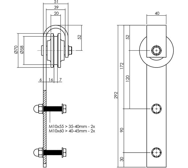 Intersteel | Schuifdeursysteem sluitvertrager | Antiek