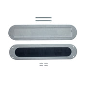 Intersteel set briefplaat en tochtwering ovaal RVS getrommeld - vooraanzicht