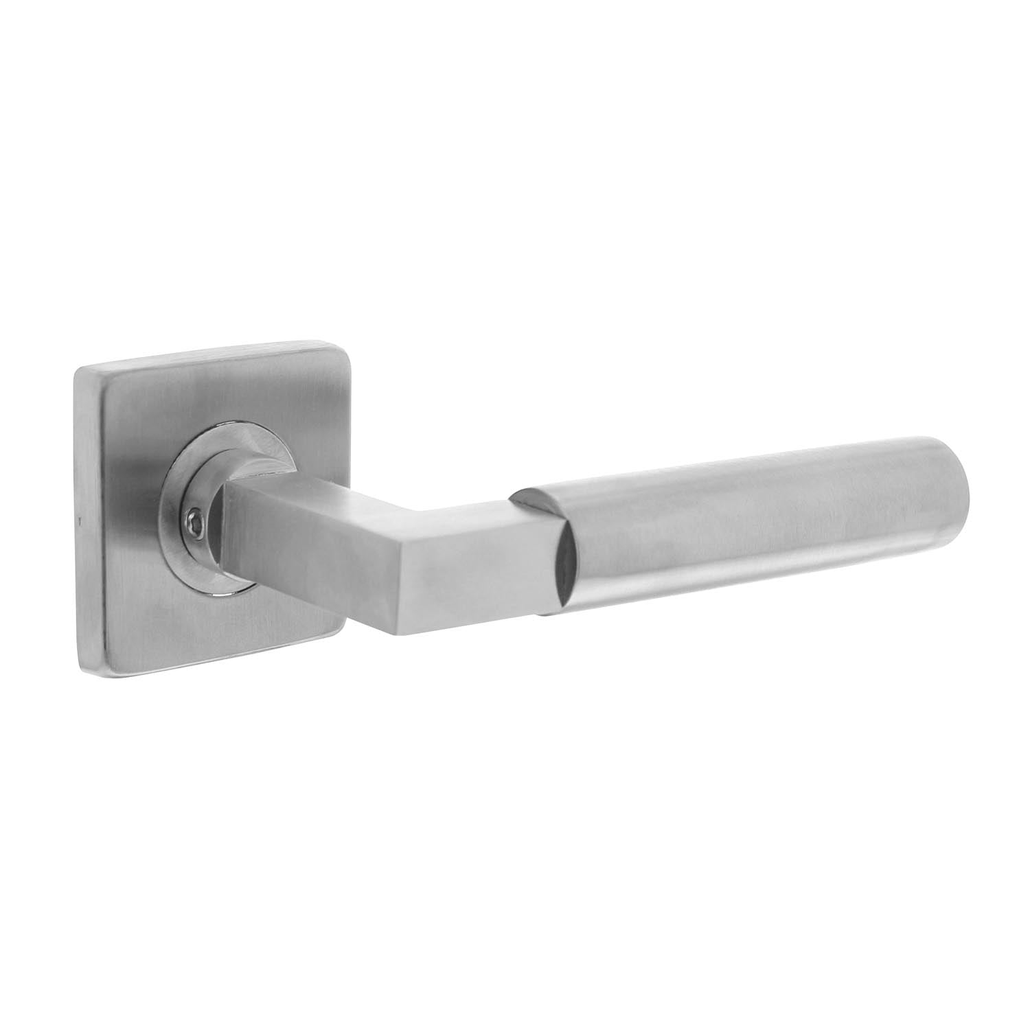 Intersteel deurkruk 0378 Bau-Stil vierkant rozet RVS – vooraanzicht