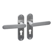 Intersteel Sora deurkruk profielcilinder 55 mm op ovaal schild RVS geborsteld, vooraanzicht