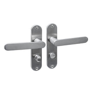 Intersteel Sora deurkruk WC 63/8 op ovaal schild RVS geborsteld, vooraanzicht