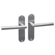 Intersteel deurkruk Jura Basic op ovaal schild blind, RVS geborsteld, vooraanzicht