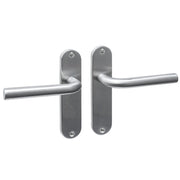 Intersteel deurkruk Luzern Basic op ovaal schild blind, RVS geborsteld, vooraanzicht