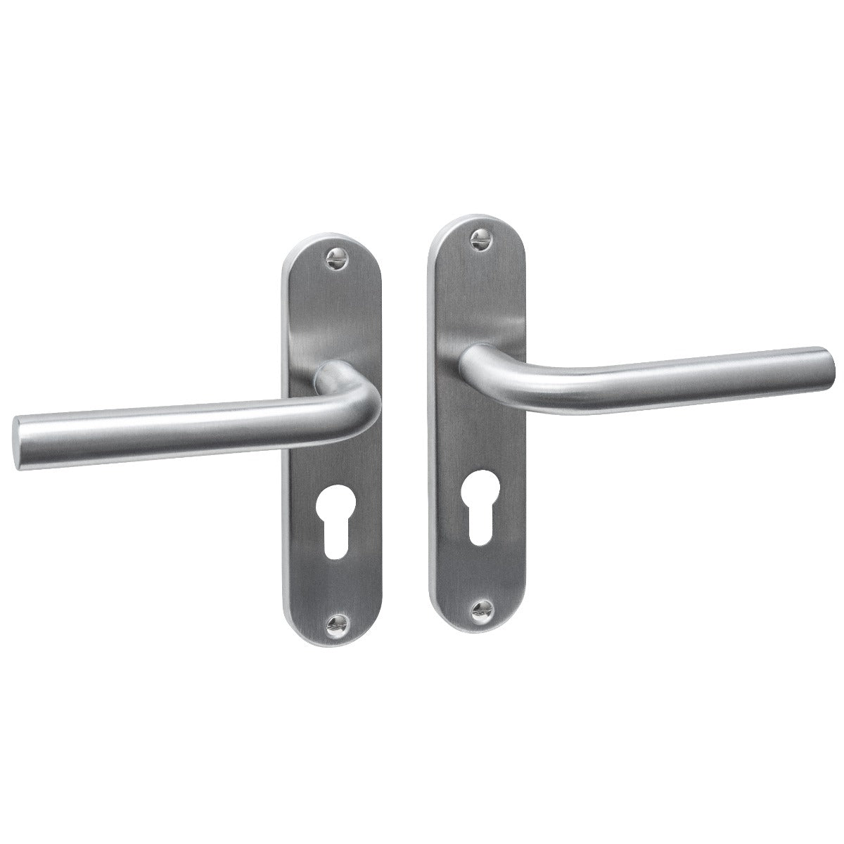 Intersteel Luzern deurkruk profielcilinder 55 mm op ovaal schild RVS geborsteld, vooraanzicht
