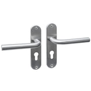 Intersteel Luzern deurkruk profielcilinder 55 mm op ovaal schild RVS geborsteld, vooraanzicht